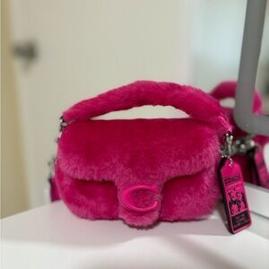 Coach Pink Mini Faux Fur Bag